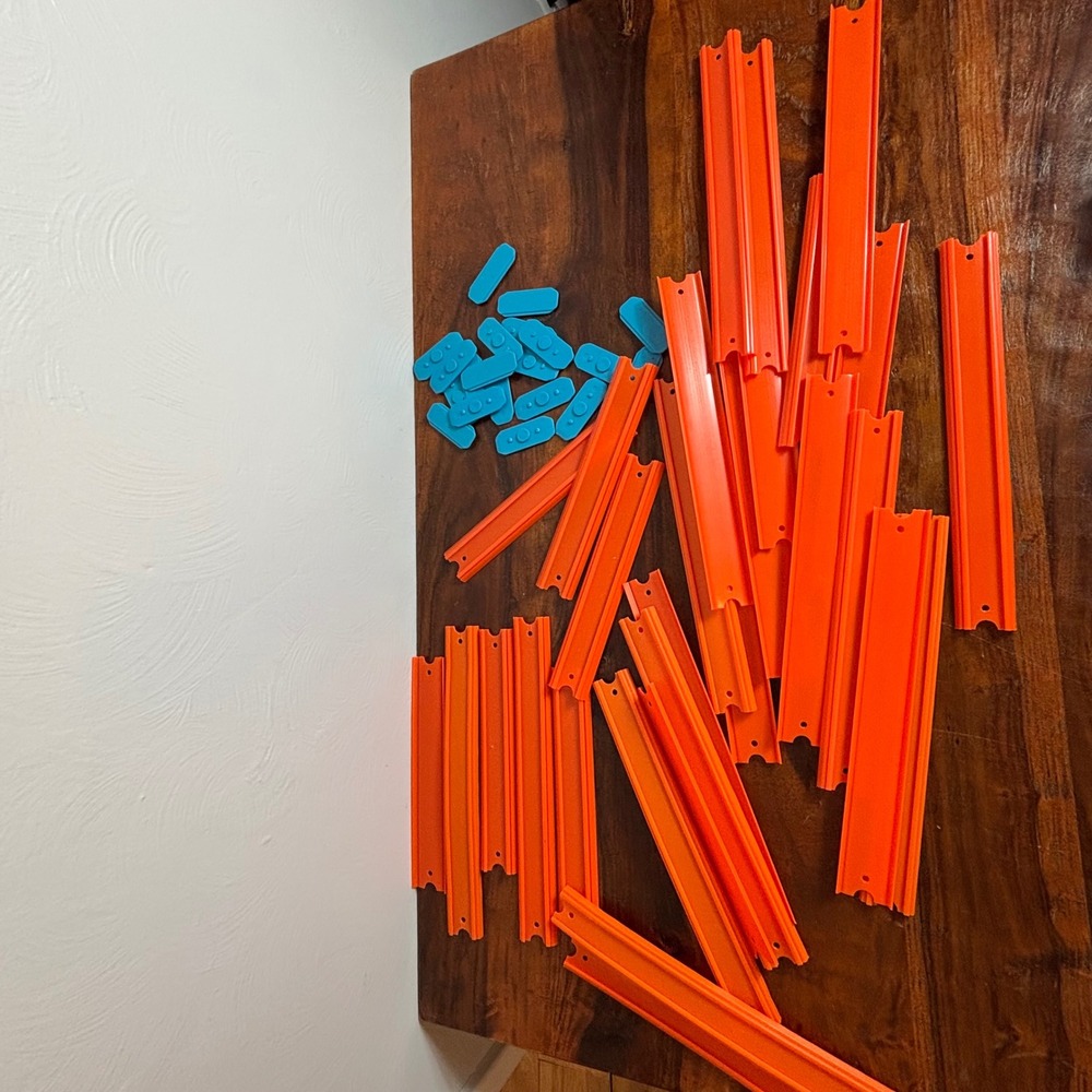 Orange Track Builder Bulk Lot‎ with Blue Connectors Mixed Lengths